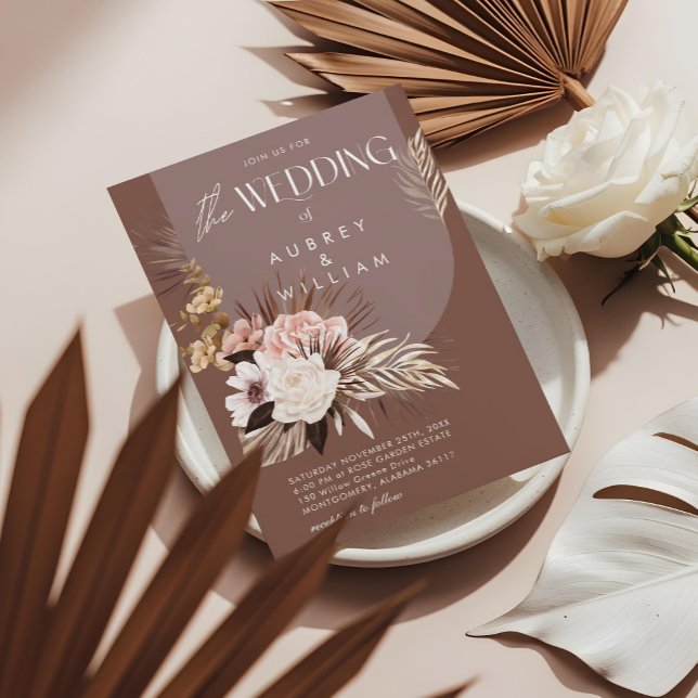 Convites Casamento Floral com Aquarela Boêmia Chic Moderno (Modern Chic Bohemian Watercolor Floral Wedding Invitation)