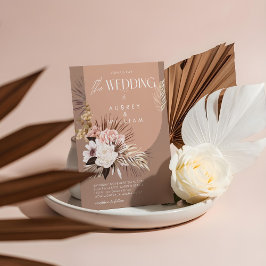 Convites Casamento Floral com Aquarela Boêmia Chic Moderno