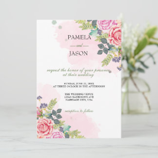 Convites Casamento Floral com Aquarela do Jardim de Verão