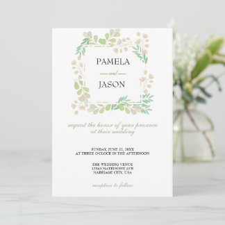 Convites Casamento Floral com Aquarela do Jardim de Verão