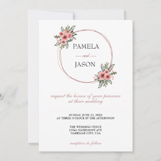 Convites Casamento Floral com Aquarela do Jardim de Verão