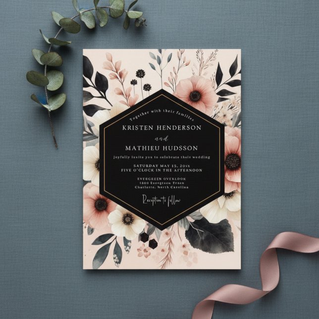 Convites Casamento Floral com Bege no Bosque (Criador carregado)
