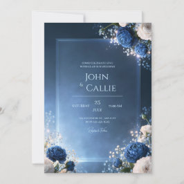 Convites Casamento Floral com Brilho Safira