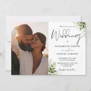 Convites Casamento Floral com Código QR de Foto de Vegetaçã
