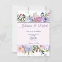 Casamento floral com cor de água púrpura e azul