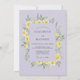 Convites Casamento Floral com Flores Amarelas de Lilás