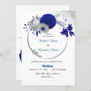 Convites casamento floral com flores azuis reais