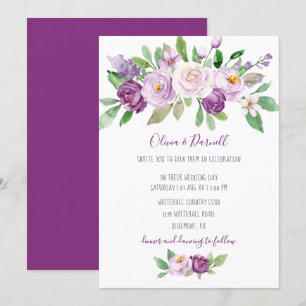 Convites Casamento Floral com Lavanda Roxa