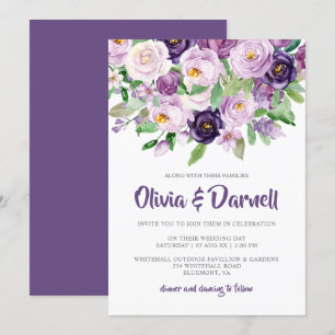 Convites Casamento Floral com Lavanda Roxa