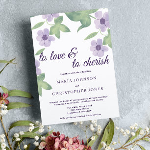 Convites Casamento floral com lavanda roxa branca