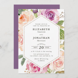 Convites Casamento floral com lavanda roxo e escamas