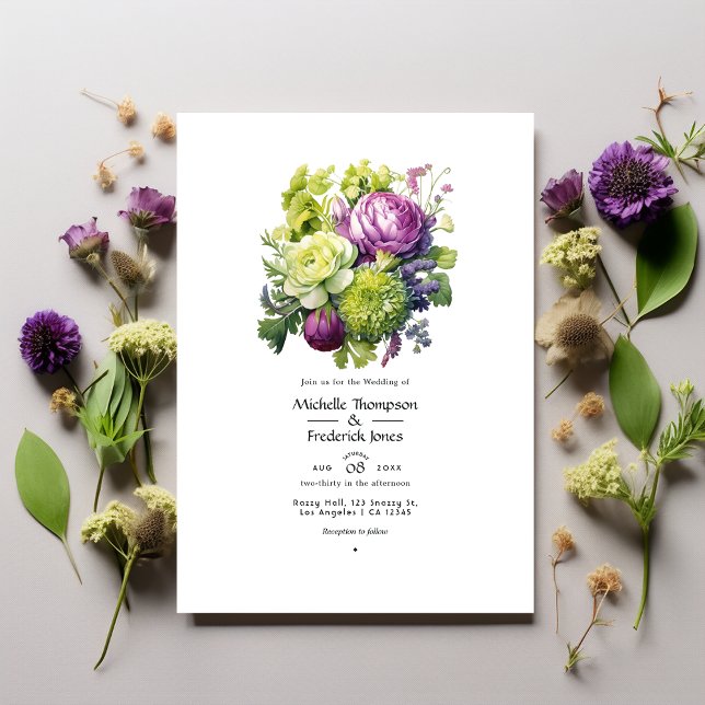 Convites Casamento Floral com Limão e Violeta (Criador carregado)