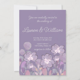 Convites Casamento floral com pincel roxo de Pastel