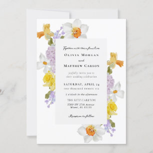Convites Casamento Floral com Primavera de Daffodils e Hyac