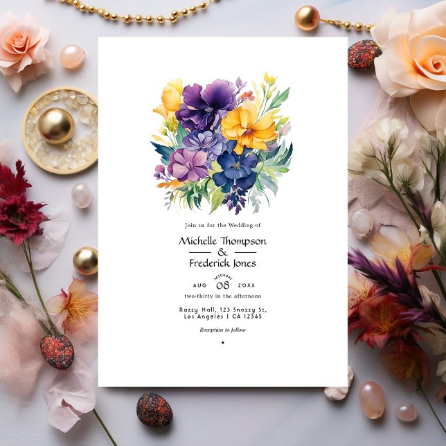 Convites Casamento Floral com Tons Preciosos (Criador carregado)