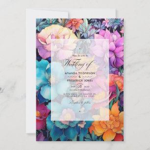 Convites Casamento Floral com Tons Preciosos