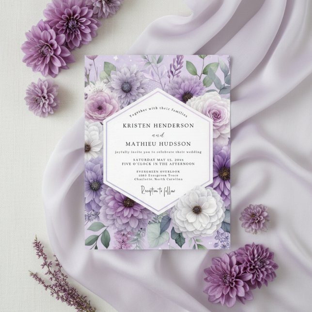 Convites Casamento Floral com Toques de Lavanda (Criador carregado)