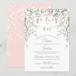 Convites Casamento Floral Cor-de-Água Blush Rosa Rosa