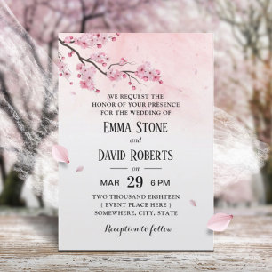 Convites Casamento Floral Cor de Água Cereja Flor Rosa