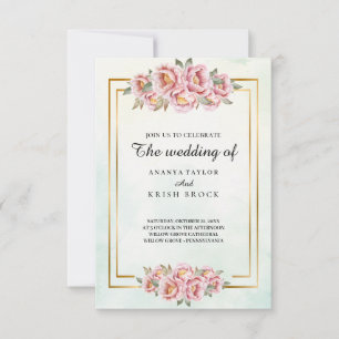 Convites Casamento Floral Cor-de-Rosa