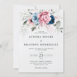 Convites Casamento Floral Cor-de-Rosa Cor-de-Rosa Marinho A