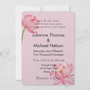 Convites Casamento floral cor-de-rosa de Lotus