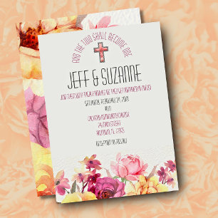Convites Casamento Floral Cor-de-Rosa Inspirador e Elegante