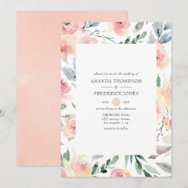Convites Casamento Floral Cor-de-Rosa Pastel Blush