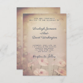 Convites Casamento floral cor-de-rosa-vivo