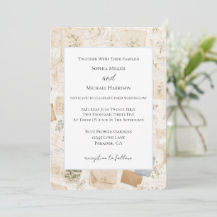 Convites Casamento Floral Coração Envelope Azul Claro Franc