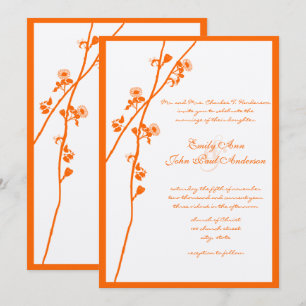 Convites Casamento Floral Coral Orange Wildflower