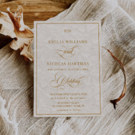 Convites Casamento Floral Creme Monograma Elegante