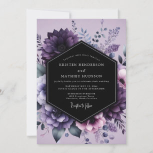 Convites Casamento Floral Crepuscular Berinjela