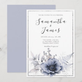 Convites Casamento Floral da Boêmia Azul com Água-Vedante