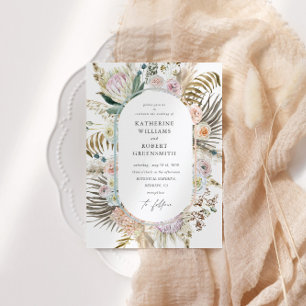 Convites Casamento Floral Da Boêmia, Branco E Creme Elegant