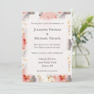 Convites Casamento Floral da Cinza Blush Coral