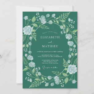 Convites Casamento Floral da Floresta Turquesa