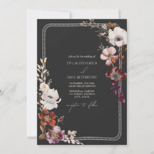 Convites Casamento Floral Da Fronteira Da Mão Rústica Anêmo