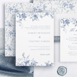 Convites Casamento Floral da Imagem Azul Elegante Francesa
