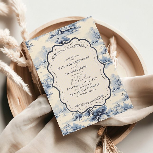 Convites Casamento Floral da Imagem Azul Elegante Francesa (Criador carregado)