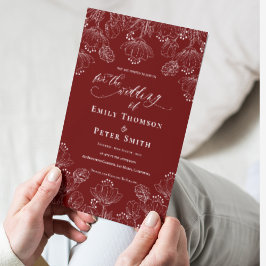 Convites Casamento Floral da Linha Minimalista Vermelha Ele