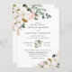 Convites Casamento Floral da Magnolia Branca Dourada e Rosa (Frente/Verso)