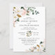 Convites Casamento Floral da Magnolia Branca Dourada e Rosa (Frente)