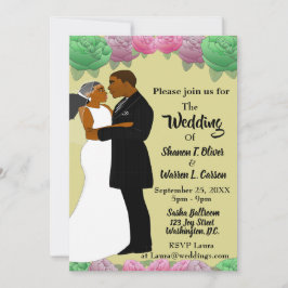 Convites Casamento Floral da Noiva e do Groom Afro-American