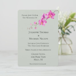 Convites Casamento Floral da Orquídea Rosa Verde Sage