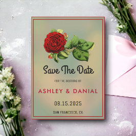 Convites Casamento Floral da Rosa vermelha Romântica Salvar