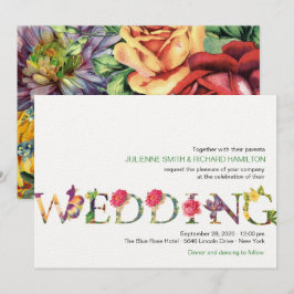 Convites Casamento floral da tipografia retro moderna