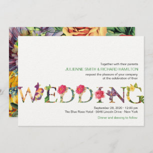 Convites Casamento floral da tipografia retro moderna