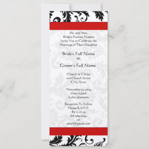 Convites Casamento Floral Damasco Vintage Preto e Branco