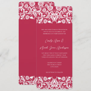 Convites Casamento Floral Damask Magenta Rosa Vitoriano 